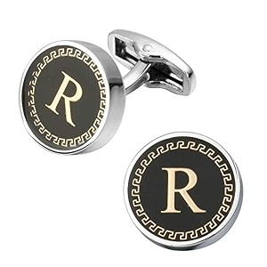 yellow chimes exclusive collection alphabet letters stainless steel statement cufflinks for men