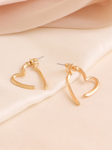 YELLOW CHIMES Golden Heart Shaped Drop Earrings