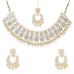 yellow chimes jewellery set for women and girls traditional kundan necklace set gold plated kundan choker necklace set  birthday gift for girls and women anniversary gift for wife