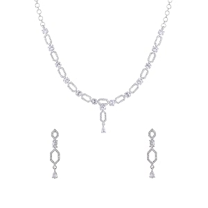 yellow chimes jewellery set for women and girls traditional american diamond jewellery set  rosegold plated ad necklace set for women  birthday anniversary gift for girls amp women