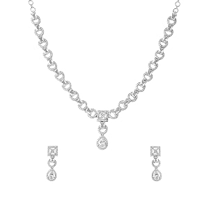 yellow chimes jewellery set for women and girls traditional american diamond jewellery set  rosegold plated ad necklace set for women  birthday anniversary gift for girls amp women