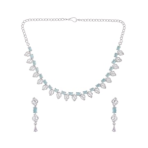 yellow chimes jewellery set for women and girls traditional american diamond jewellery set  rosegold plated ad necklace set for women  birthday anniversary gift for girls amp women