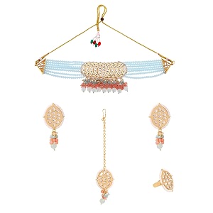 yellow chimes jewellery set for women and girls traditional kundan necklace set gold plated kundan choker necklace set  birthday gift for girls and women anniversary gift for wife