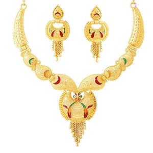 yellow chimes jewellery set for women and girls one gram gold jewellery set for women  gold plated bridal choker necklace set  birthday gift for girls amp women anniversary gift for wife
