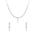 Yellow Chimes Jewellery Set for Women and Girls Traditional American Diamond Jewellery Set | Rosegold Plated AD Necklace Set for Women | Birthday Anniversary Gift for Girls & Women