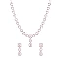 Yellow Chimes Jewellery Set for Women and Girls Traditional American Diamond Jewellery Set | Rosegold Plated AD Necklace Set for Women | Birthday Anniversary Gift for Girls &amp; Women