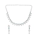 Yellow Chimes Jewellery Set for Women and Girls Traditional American Diamond Jewellery Set | Rosegold Plated AD Necklace Set for Women | Birthday Anniversary Gift for Girls &amp; Women