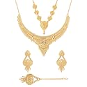 Yellow Chimes Jewellery Set for Women and Girls One Gram Gold Jewellery Set for Women | Gold Plated Bridal Choker Necklace Set | Birthday Gift for Girls &amp; Women Anniversary Gift for Wife