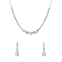 Yellow Chimes Jewellery Set for Women and Girls Traditional American Diamond Jewellery Set | Rosegold Plated AD Necklace Set for Women | Birthday Anniversary Gift for Girls & Women