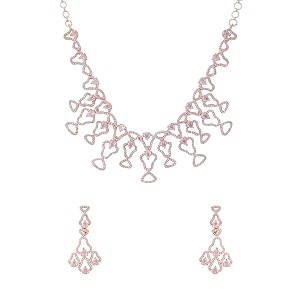 yellow chimes jewellery set for womens adamerican diamond studded crystal necklace set with earrings for women and girls