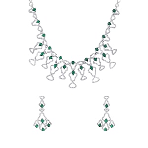 yellow chimes jewellery set for womens adamerican diamond studded crystal necklace set with earrings for women and girls
