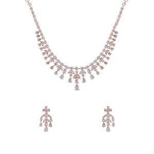 yellow chimes jewellery set for womens adamerican diamond studded crystal necklace set with earrings for women and girls