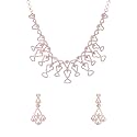 Yellow Chimes Jewellery Set for Womens AD/American Diamond Studded Crystal Necklace Set with Earrings for Women and Girls