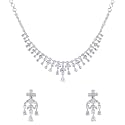 Yellow Chimes Jewellery Set for Womens AD/American Diamond Studded Crystal Necklace Set with Earrings for Women and Girls
