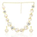 Yellow Chimes Latest Fashion Golden White Crystal Pearls Multilayer Long Pearl Choker Necklace Set with Earrings Jewellery Set for Women &amp; Girls