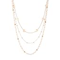 Yellow Chimes Latest Fashion Golden White Crystal Pearls Multilayer Long Pearl Choker Necklace Set with Earrings Jewellery Set for Women &amp; Girls