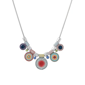 yellow chimes latest fashion silver plated multicolour circle design charm locket choker necklace for women and girls silver multicolour medium