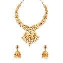 Yellow Chimes traditional jewellary set for women Gold-Plated Temple Necklace Set Stone-Studded Necklace Set For Women & Girls