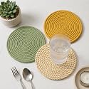 Yellow Cotton Trivet Set of 3 for