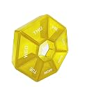 Yellow Daily Pill Organizer - 7 Day, 1 Time a Day, Travel Pill Case