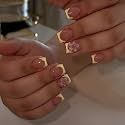 Yellow French Tip Press on Nails Short Square 3D Flower Sweet Fake Nails