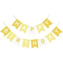 Yellow Happy Birthday Banner Sign Happy Birthday Bunting Banner Garland for Kids Girl Woman Birthday Tea Party Decorations Bunting Flag Birthday Party Supplies
