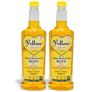 yellow heart mustard oil 1 liter bottle combo pack of 2 cooking yellow mustard oil