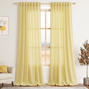 Nanspring Extra Long Yellow Linen Curtains 100