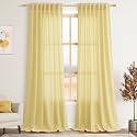 Yellow Linen Curtains 105 Inches Long for