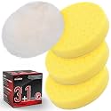 Yellow Polish Pad, 3Pcs 5.5 Inch Face for 5 Inch Buffing Polishing Pads and Woolen Pads 125mm Backing Plate Compound Buffing Sponge for Car Buffer Polisher Compounding, Polishing and Waxing