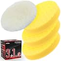 Yellow Polish Pad, 3Pcs 6.5 Inch Face for 6 Inch Buffing Polishing Pads and Woolen Pads 150mm Backing Plate Compound Buffing Sponge for Car Buffer Polisher Compounding, Polishing and Waxing
