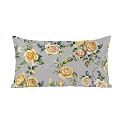 Yellow Rose Satin Pillowcases with Zipper Cal King Size Cooling Silk Pillow Cases for Hair and Skin Smooth Soft Vintage Country Botanical Floral Vines Throw Pillow Covers for Women Men 20x40 Inch
