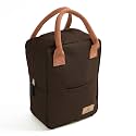 Yellow Weaves 100% Cotton Canvas Lunch Bag Reusable and Washable, Leakproof Keeps Hot &amp; Cold, Lunch Bag for Men Women Kids Office Picnic School, (Big Size - Coffee)