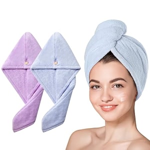 yellow weaves 2 pcs microfiber hair towel wrap for women super absorbent head towel wrap for ladies hair turban quick drying microfiber towel for hair salon quality hair dry cap multicolor