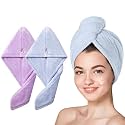 Yellow Weaves 2 Pcs Microfiber Hair Towel Wrap for Women Super Absorbent Head Towel Wrap for Ladies Hair Turban Quick Drying Microfiber Towel for Hair Salon Quality Hair Dry Cap (Multicolor)
