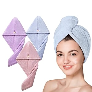 yellow weaves 3 pcs microfiber hair towel wrap for women super absorbent head towel wrap for ladies hair turban quick drying microfiber towel for hair salon quality hair dry cap multicolor