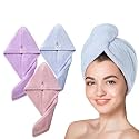 Yellow Weaves 3 Pcs Microfiber Hair Towel Wrap for Women Super Absorbent Head Towel Wrap for Ladies Hair Turban Quick Drying Microfiber Towel for Hair Salon Quality Hair Dry Cap (Multicolor)