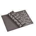 Yellow Weaves PVC Rectangular Dining Table Placemats, Set of 4 - Beige