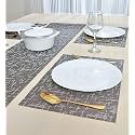 Yellow Weaves 4 PVC Dining Table Placemats with 1 Runner (30 X 135 CM), Set of 5 - Beige