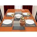 Yellow Weaves 4 PVC Dining Table Placemats with 1 Runner (30 X 135 CM), Set of 5 - Grey Border