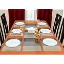 Yellow Weaves 6 PVC Dining Table Placemats with 1 Runner (30 X 135 CM), Set of 7 - Grey Border