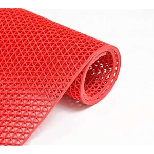 yellow weaves anti skid multipurpose pvc rubber mat for floor bathroom swimming pool kitchen indoors outdoors  color - red  waterproof entrance doormat rain jali mat 4x6 feet
