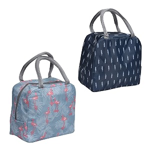 yellow weaves insulated travel lunch storage bag big size multicolour - pack of 2 polyester