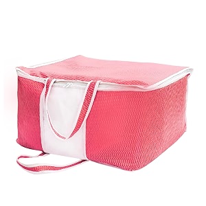 yellow weaves non woven self-embossed design underbed storage organizerblanket cover bag with transparent window and handles for blankets quilts comforters pack of 1 pink color