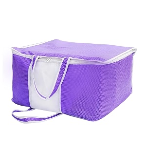 yellow weaves non woven self-embossed design underbed storage organizerblanket cover bag with transparent window and handles for blankets quilts comforters pack of 1 purple color