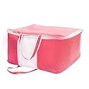 Yellow Weaves Non Woven Self-Embossed Design Underbed Storage Organizer/Blanket Cover Bag with Transparent Window and Handles for Blankets, Quilts, Comforters, Pack of 1, Pink color