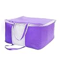 Yellow Weaves Non Woven Self-Embossed Design Underbed Storage Organizer/Blanket Cover Bag with Transparent Window and Handles for Blankets, Quilts, Comforters, Pack of 1, Purple (color)