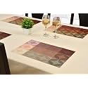 Yellow Weaves PVC Dining Table Placemats | Heat Resistant Dining Table Place Mats for Kitchen Coffee Center Table Side Party - (Set of 4, Geometric Red)
