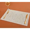 Yellow Weaves PVC Rectangular Dining Table Placemats, Set of 6 - Ash Grey