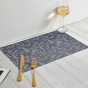yellow weaves pvc rectangular dining table placemats set of 8 - blue